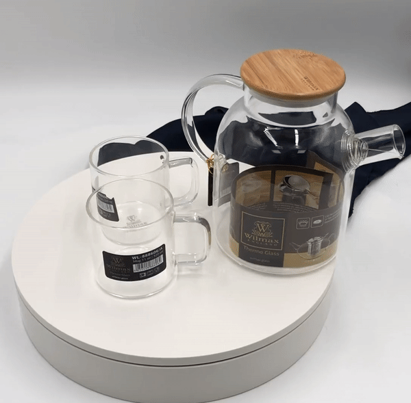 Luxury 3-Piece Double-Wall Glass Tea Set for 2 – Bamboo Lid & Infuser