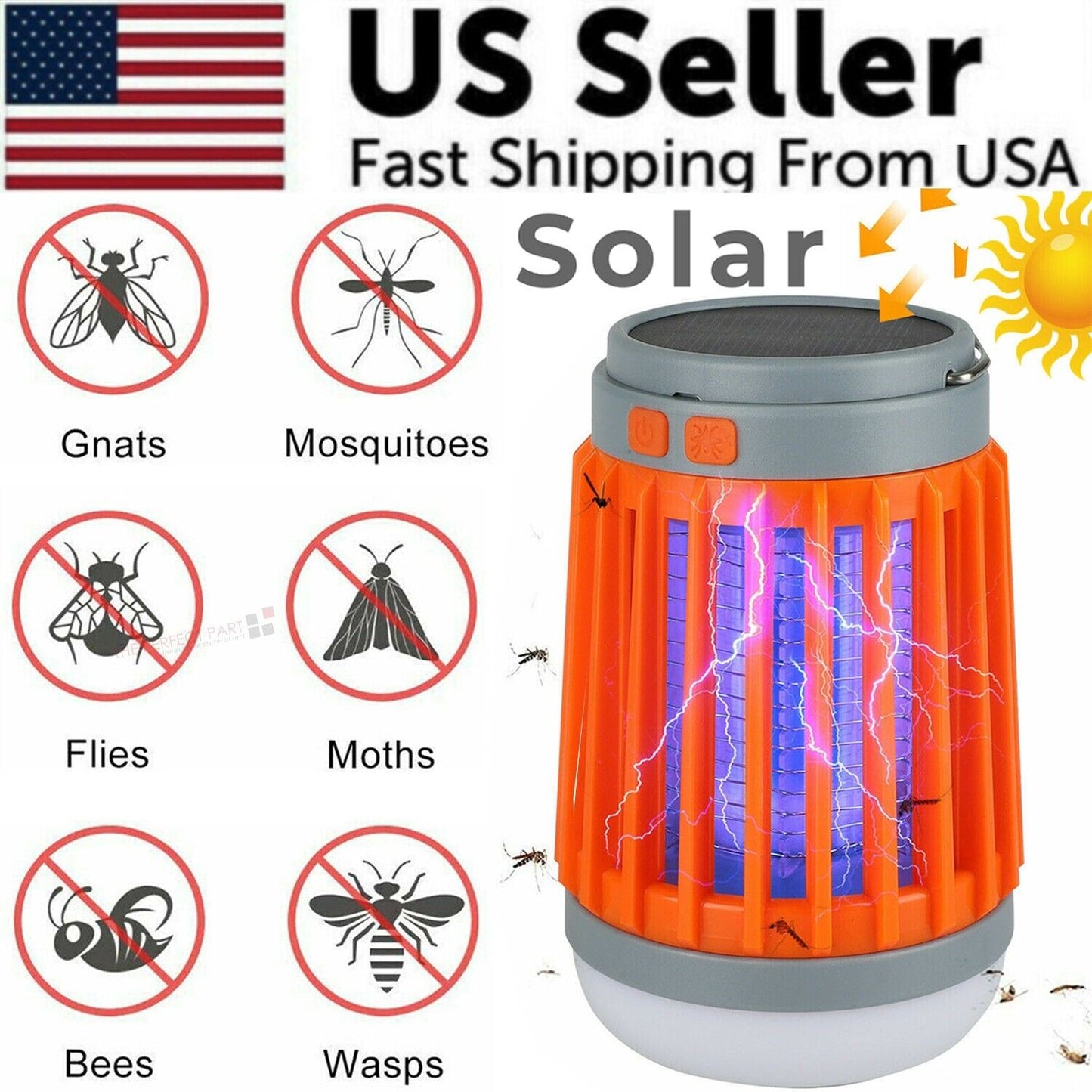 Solar USB Rechargeable Mosquito Killer Lamp | Electronic Fly & Bug Zapper