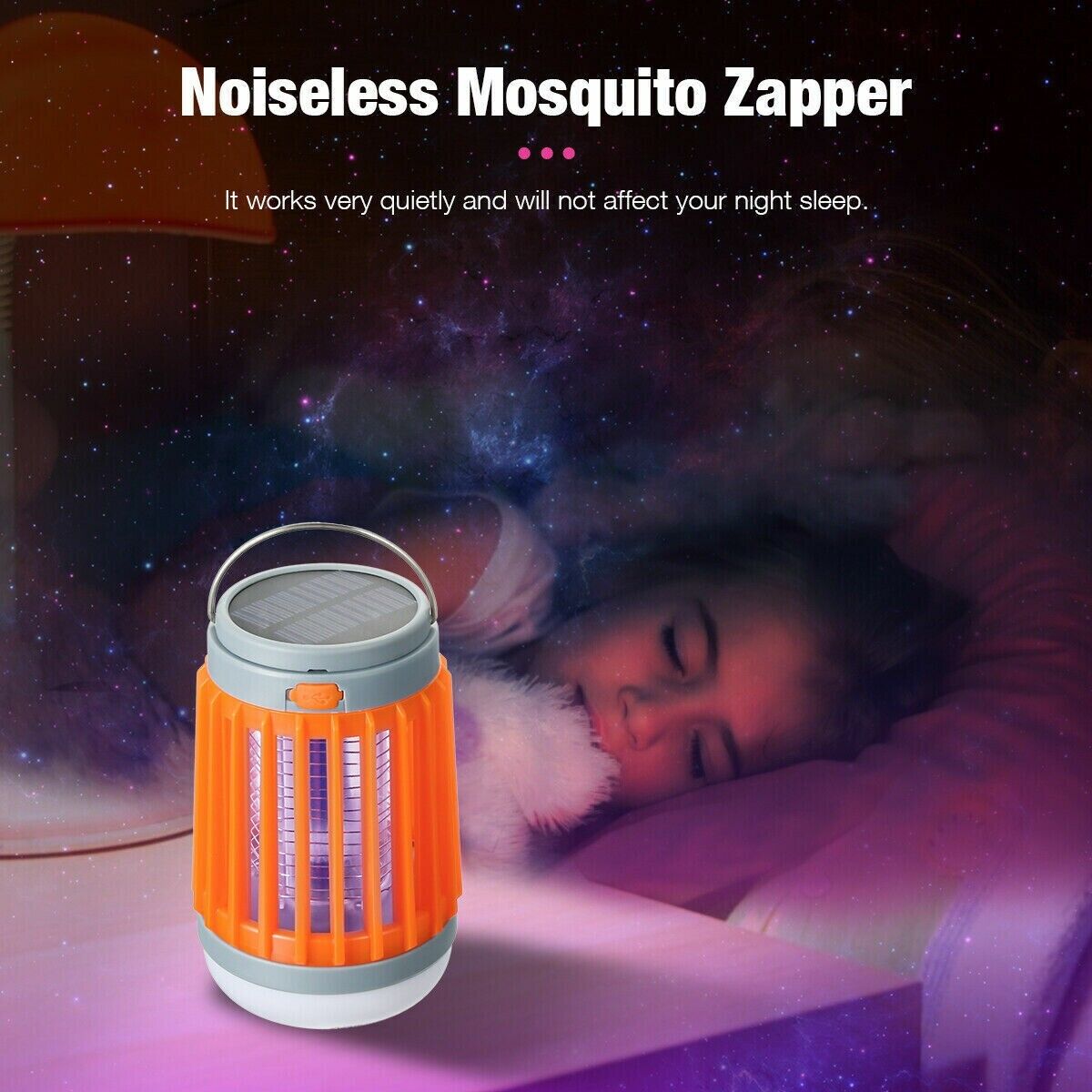 Solar USB Rechargeable Mosquito Killer Lamp | Electronic Fly & Bug Zapper
