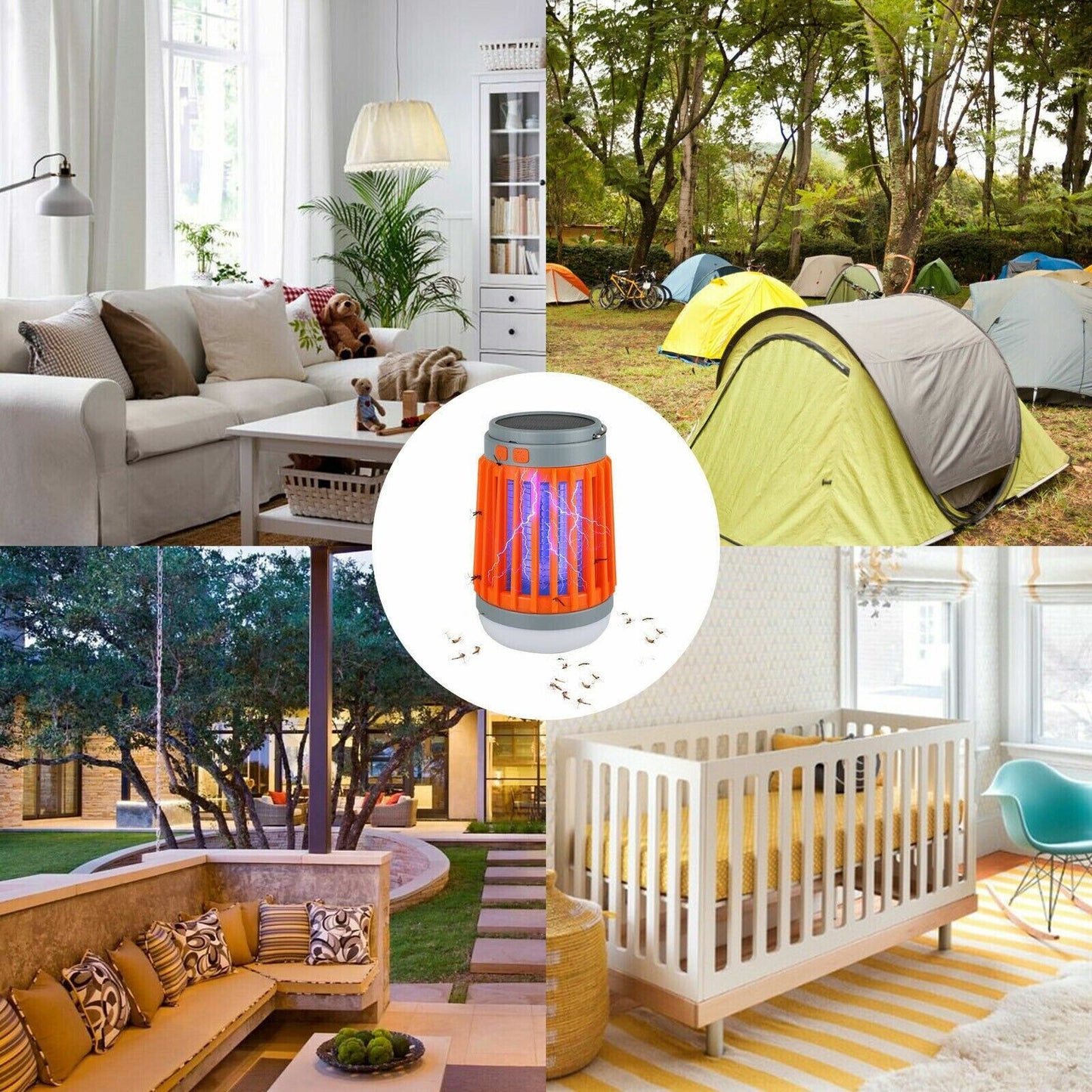 Solar USB Rechargeable Mosquito Killer Lamp | Electronic Fly & Bug Zapper