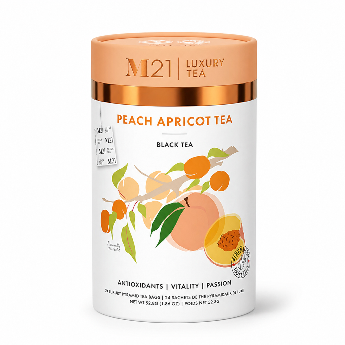 Peach Apricot Luxury Black Tea – Premium Canadian Blend | 24 Tea Bags