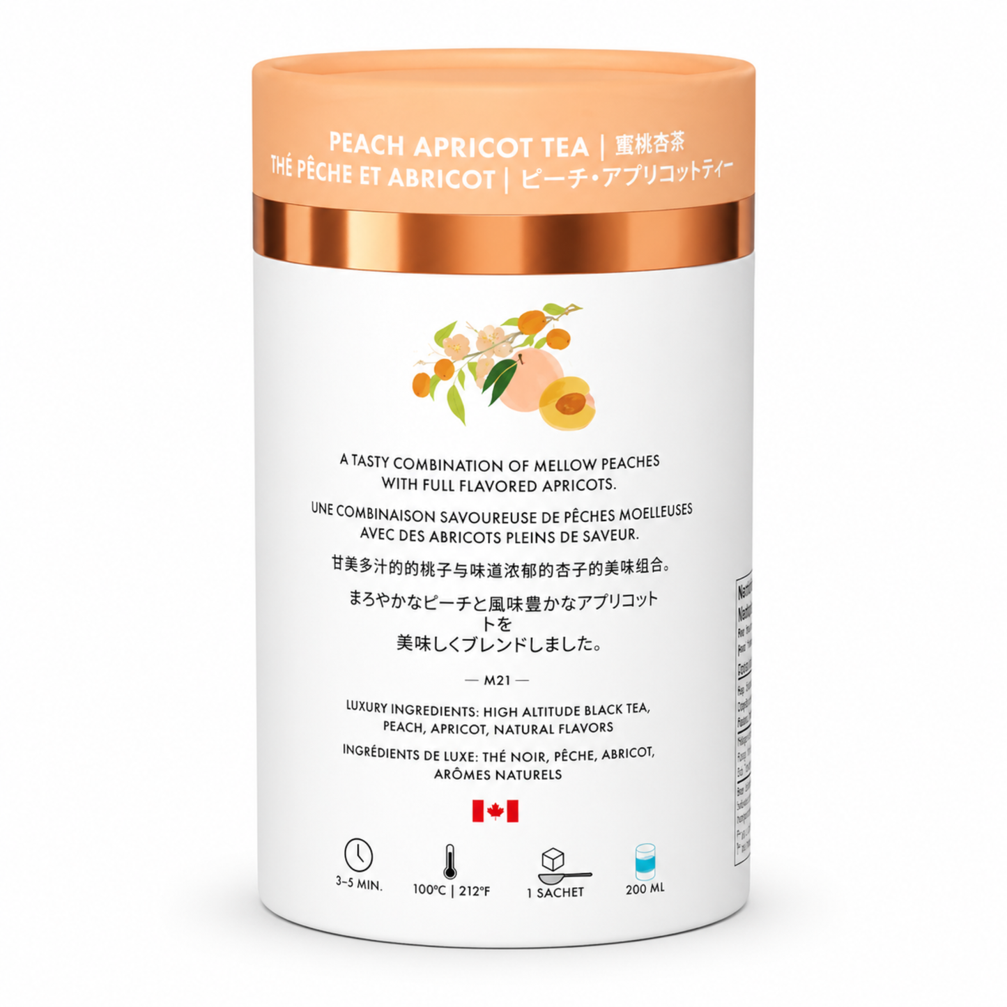 Peach Apricot Luxury Black Tea – Premium Canadian Blend | 24 Tea Bags