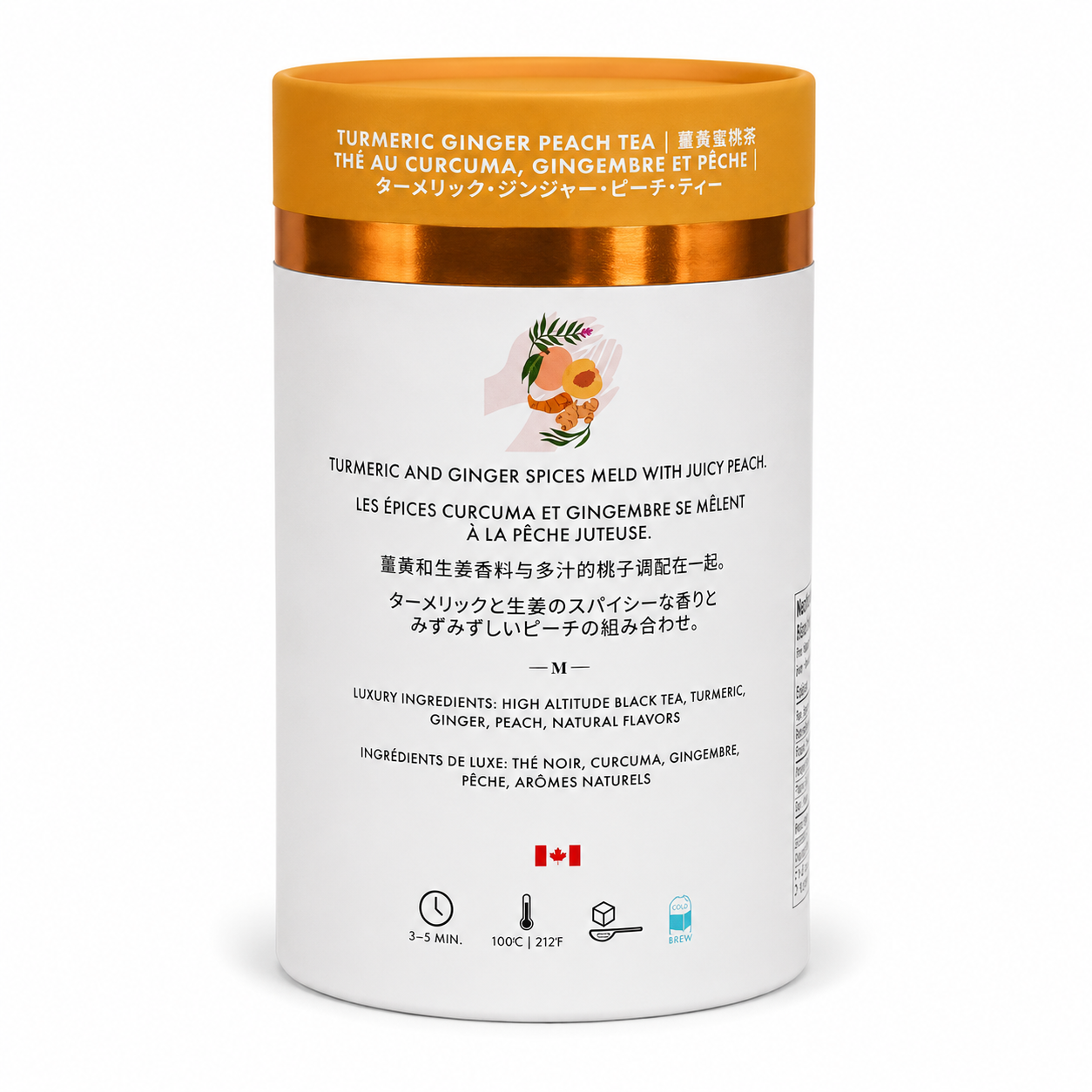 Turmeric Ginger Peach Luxury Tea | Premium Canadian Herbal Tea – 24 Tea Bags