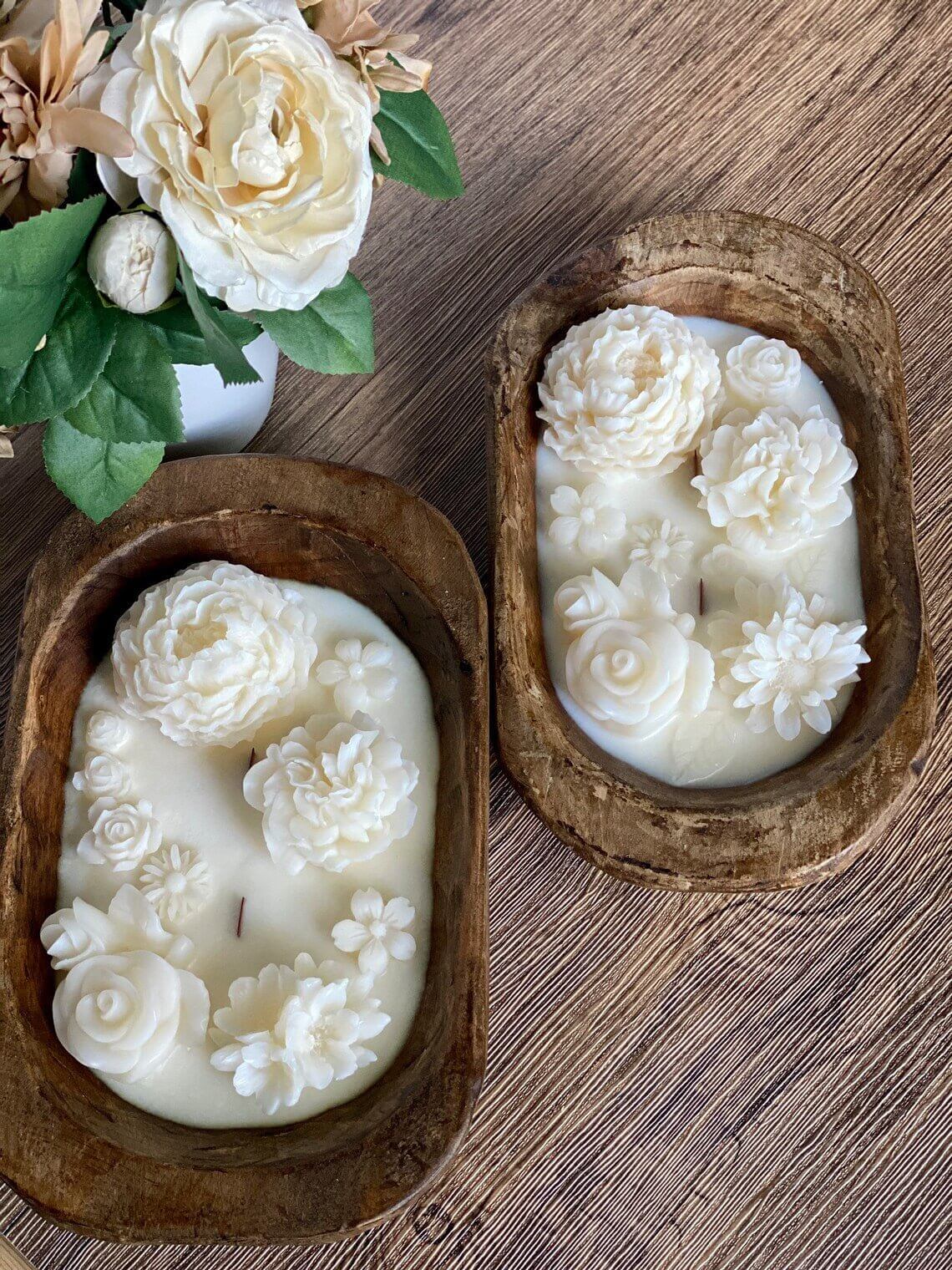 Handcrafted Botanical Garden Dough Bowl Candle – Luxury Soy Wax Home Décor