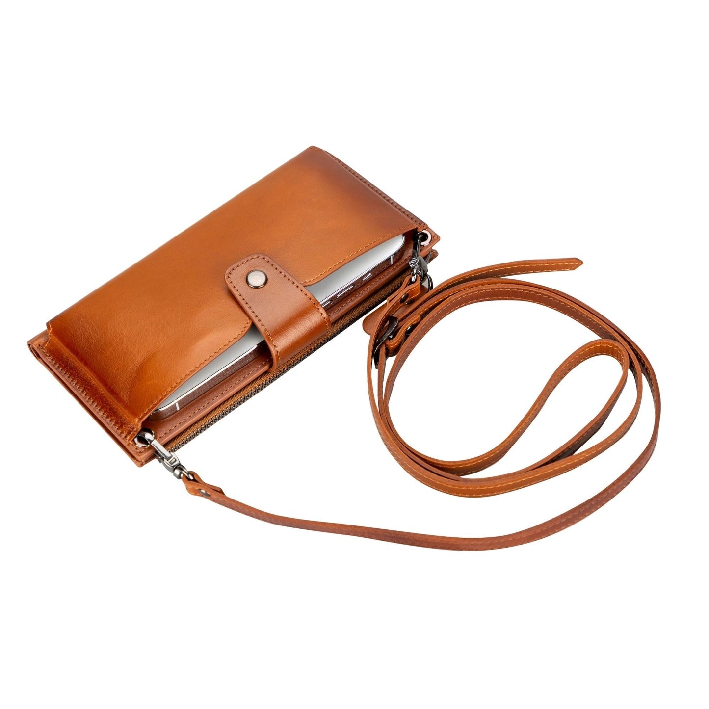 Kaycee Leather Women's Cell Phone Wallet Crossbody with Adjustable Strap